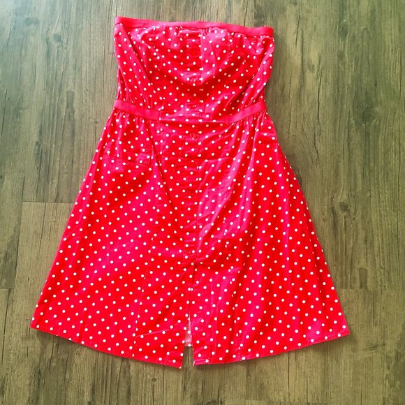 red dress with white dots